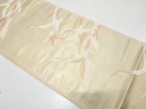 アンティーク　群鶴模様織り出し袋帯（材料）